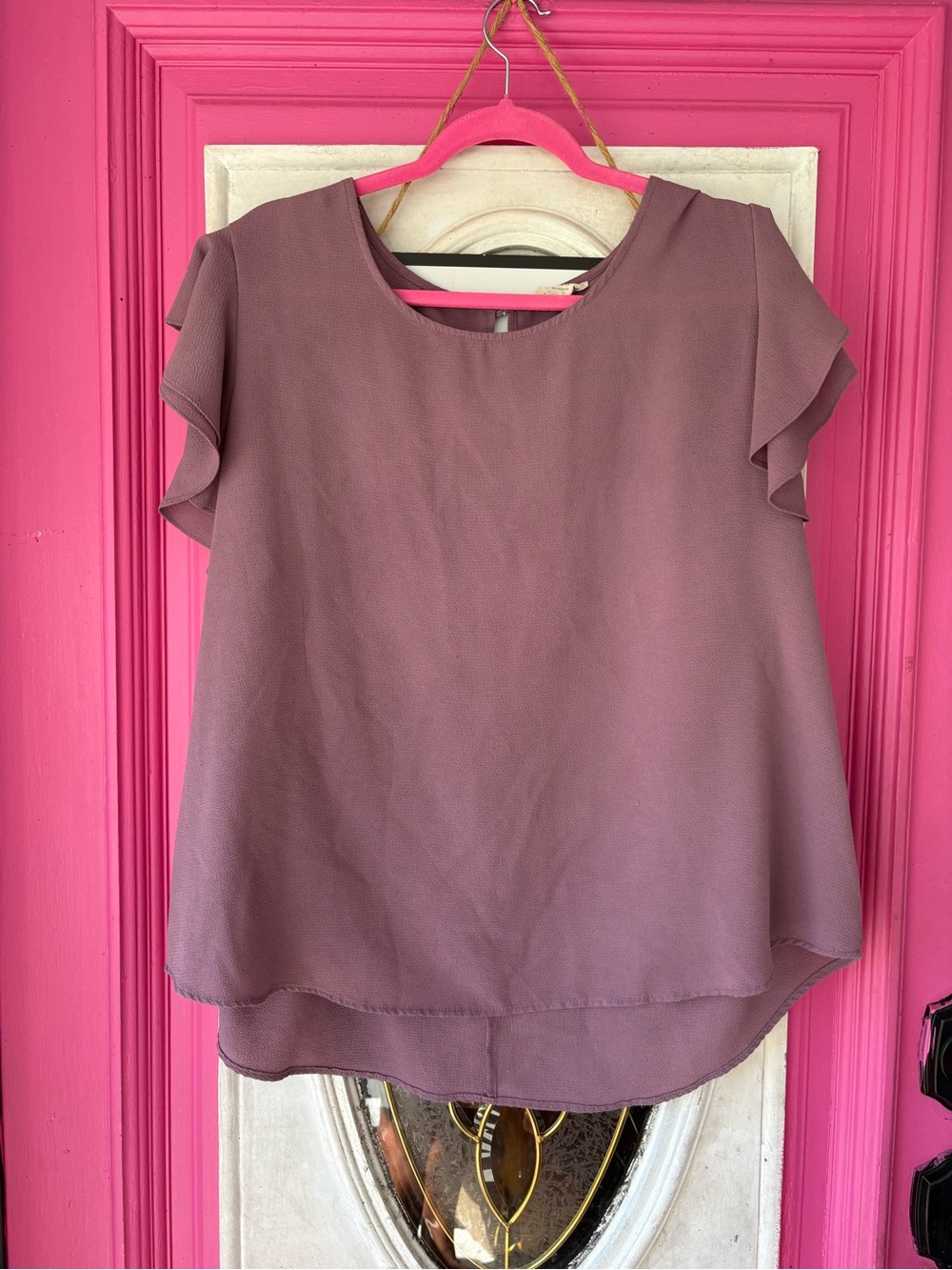 Flutter Sleeve Blouse in Dusty Mauve